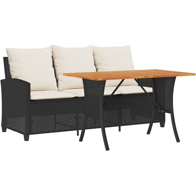 vidaXL 3-osobowa sofa ogrodowa z poduszkami i stołem czarny polirattan vidaXL 3-osobowa sofa ogrodowa z poduszkami i stołem czarny polirattan