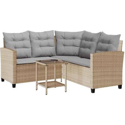 vidaXL Gartensofa in L-Form mit Tisch und Kissen - Gartenmöbel vidaXL Gartensofa in L-Form mit Tisch und Kissen - Gartenmöbel
