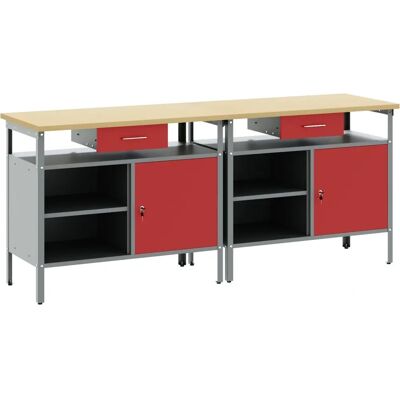 Ensemble de Bancs de Rangement Industriels en Acier Rouge vidaXL - Ensemble de Bancs de Rangement Ensemble de Bancs de Rangement Industriels en Acier Rouge vidaXL - Ensemble de Bancs de Rangement