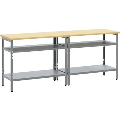 vidaXL Werkbank-Set - Verstellbarer Industrietisch mit Regalen vidaXL Werkbank-Set - Verstellbarer Industrietisch mit Regalen