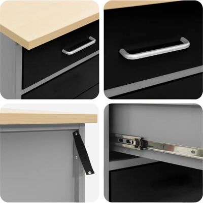 Vidaxl - Set de Gabinete de Trabajo 6 Negro Acero Grande - Black - Steel - Workbench Cabinet Vidaxl - Set de Gabinete de Trabajo 6 Negro Acero Grande - Black - Steel - Workbench Cabinet