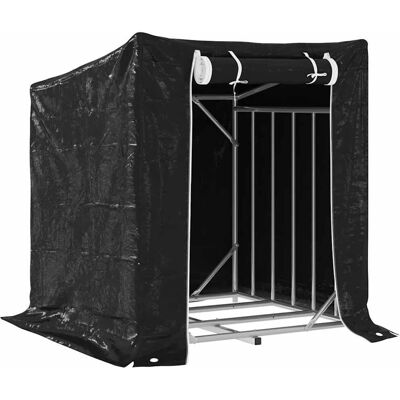 vidaXL Firewood Rack with Rain Cover - Stable Galvanised Steel, Black vidaXL Firewood Rack with Rain Cover - Stable Galvanised Steel, Black
