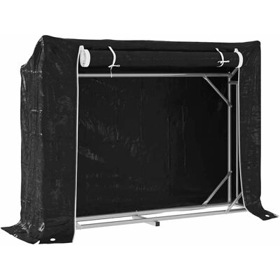 vidaXL Firewood Rack with Rain Cover - 151x40.5x110.5 cm Steel Black vidaXL Firewood Rack with Rain Cover - 151x40.5x110.5 cm Steel Black