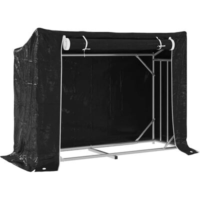 vidaXL Galvanised Steel Firewood Rack with Rain Cover 151x60.5x110.5 cm vidaXL Galvanised Steel Firewood Rack with Rain Cover 151x60.5x110.5 cm