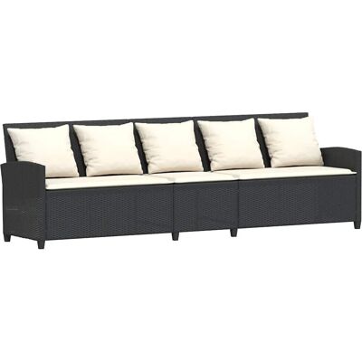 vidaXL Gartensofa 5-Sitzer mit Kissen Schwarz Poly Rattan vidaXL Gartensofa 5-Sitzer mit Kissen Schwarz Poly Rattan