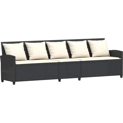 vidaXL 5-zits tuinbank met kussens van poly rattan zwart vidaXL 5-zits tuinbank met kussens van poly rattan zwart