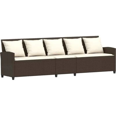 vidaXL Gartensofa 5-Sitzer mit Kissen Braun - Gartenmöbel vidaXL Gartensofa 5-Sitzer mit Kissen Braun - Gartenmöbel