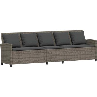 vidaXL Gartensofa 5-Sitzer Grau Polyrattan mit Kissen vidaXL Gartensofa 5-Sitzer Grau Polyrattan mit Kissen