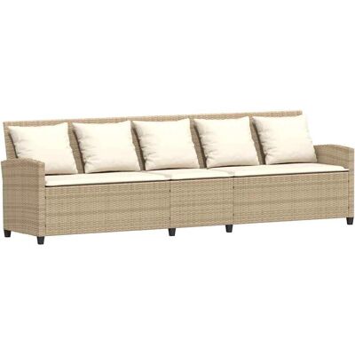 vidaXL Gartensofa 5-Sitzer Beige Poly Rattan vidaXL Gartensofa 5-Sitzer Beige Poly Rattan