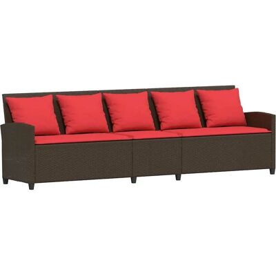 vidaXL Gartensofa 5-Sitzer mit Kissen Braun Poly Rattan vidaXL Gartensofa 5-Sitzer mit Kissen Braun Poly Rattan