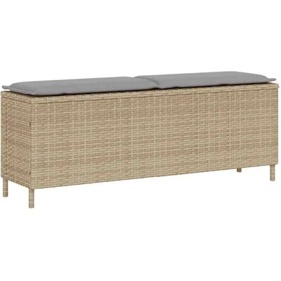 vidaXL Ławka ogrodowa z poduszką beżowa 110x30x40,5cm Polirattan vidaXL Ławka ogrodowa z poduszką beżowa 110x30x40,5cm Polirattan