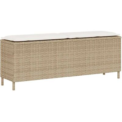 vidaXL Banco de jardín con cojín beige 110x30x40,5 cm ratán sintético vidaXL Banco de jardín con cojín beige 110x30x40,5 cm ratán sintético