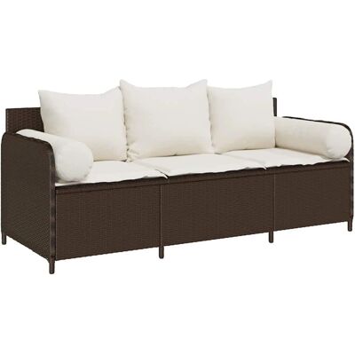 vidaXL Gartensofa 3-Sitzer Braun Polyrattan vidaXL Gartensofa 3-Sitzer Braun Polyrattan