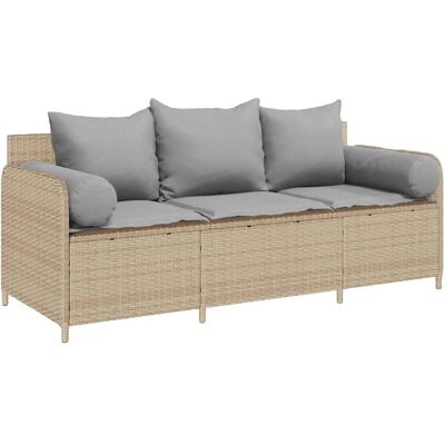vidaXL Canapé de Jardin 3 Places Beige - Poly Rattan Résistant - Publicité vidaXL Canapé de Jardin 3 Places Beige - Poly Rattan Résistant - Publicité