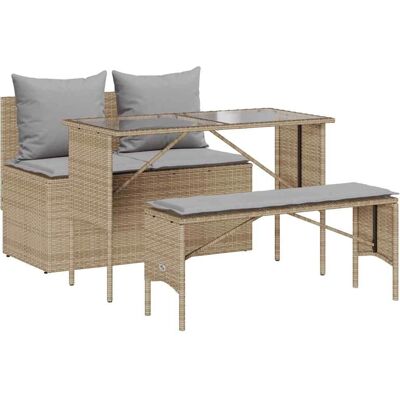 vidaXL Garten-Essgruppe 3-tlg. Beige Poly Rattan vidaXL Garten-Essgruppe 3-tlg. Beige Poly Rattan