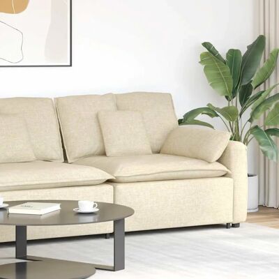 vidaXL Modulares Sofa Endmodul mit Armlehne 100 cm Creme - Sofa vidaXL Modulares Sofa Endmodul mit Armlehne 100 cm Creme - Sofa