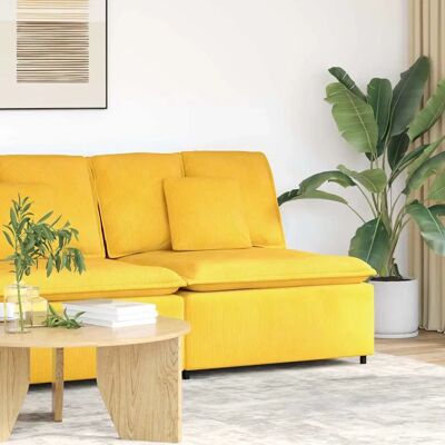 vidaXL Modulares Sofa Mittelmodul mit Kissen Hellgelb - Sofa vidaXL Modulares Sofa Mittelmodul mit Kissen Hellgelb - Sofa