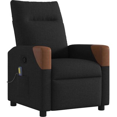 VidaXL Accentstoel - Handmatige Recline, Massage, Stof, Zwart & Bruin - Stoel VidaXL Accentstoel - Handmatige Recline, Massage, Stof, Zwart & Bruin - Stoel