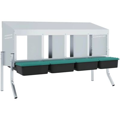 vidaXL Kyllingeæggeboks - Galvaniseret stål Sølv 110 x 50 x 63/68 cm vidaXL Kyllingeæggeboks - Galvaniseret stål Sølv 110 x 50 x 63/68 cm