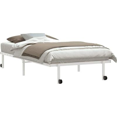 vidaXL Wit Opvouwbaar Stalen Bedframe 107x203 cm - Bed vidaXL Wit Opvouwbaar Stalen Bedframe 107x203 cm - Bed