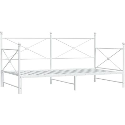 vidaXL Stalen Daybed 100x190cm Wit - Slaapbank vidaXL Stalen Daybed 100x190cm Wit - Slaapbank