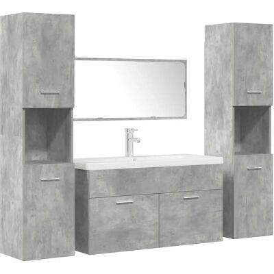 vidaXL Bathroom Furniture Set Concrete Grey - Engineered Wood vidaXL Bathroom Furniture Set Concrete Grey - Engineered Wood
