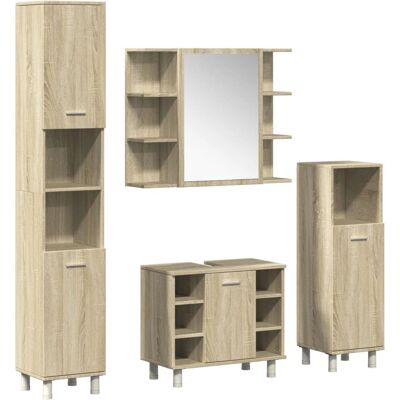 vidaXL Badeværelsesmøbel-Set 4 Dele Sonoma Eg - Badeværelsesmøbler vidaXL Badeværelsesmøbel-Set 4 Dele Sonoma Eg - Badeværelsesmøbler
