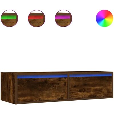 vidaXL TV Möbel, TV-Schrank mit LED-Leuchten Räuchereiche - TV Schrank vidaXL TV Möbel, TV-Schrank mit LED-Leuchten Räuchereiche - TV Schrank