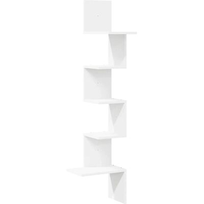 vidaXL Witte muurhoekplank - 32x32x127,5cm - Wandplank vidaXL Witte muurhoekplank - 32x32x127,5cm - Wandplank