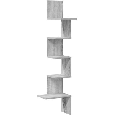 vidaXL Muurhoekplank Grijs Engineered Hout - Plank vidaXL Muurhoekplank Grijs Engineered Hout - Plank