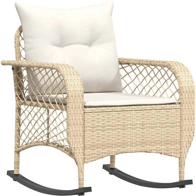 VidaXL Gartenschaukelstuhl - Garten Hängesessel mit Kissen, Beige, Stahl VidaXL Gartenschaukelstuhl - Garten Hängesessel mit Kissen, Beige, Stahl