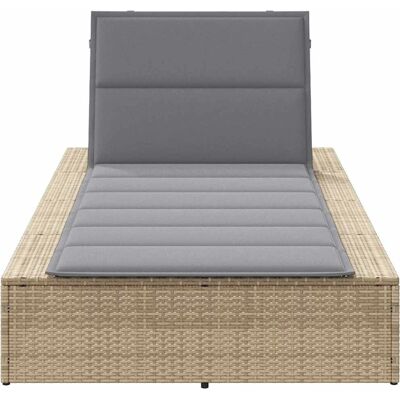 vidaXL Sonnenliege mit schwebender Auflage Beige Poly Rattan - Gartenliege vidaXL Sonnenliege mit schwebender Auflage Beige Poly Rattan - Gartenliege