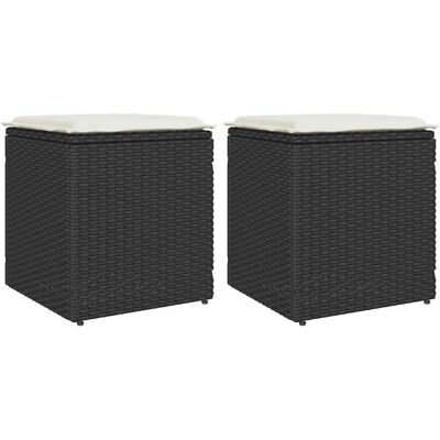 vidaXL Tuinstoelen met Kussen 2 stuks Zwart 40x40x43 cm Poly Rattan vidaXL Tuinstoelen met Kussen 2 stuks Zwart 40x40x43 cm Poly Rattan
