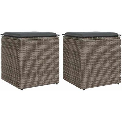 vidaXL Gartenhocker mit Kissen - Grau - Langlebiges Sitzmöbel vidaXL Gartenhocker mit Kissen - Grau - Langlebiges Sitzmöbel
