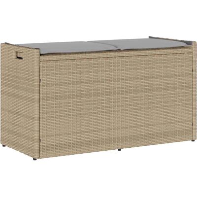 vidaXL Pufa z pojemnikiem z beżowym poduszką 100cm syntetyczny rattan vidaXL Pufa z pojemnikiem z beżowym poduszką 100cm syntetyczny rattan
