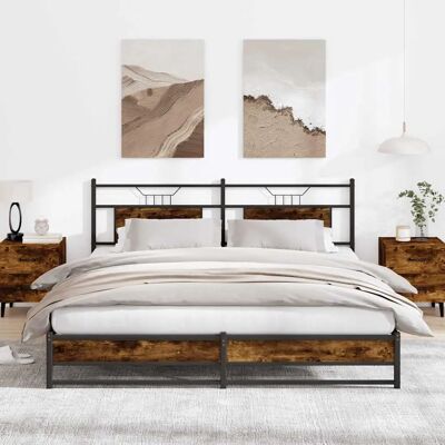 vidaXL Metal Sengestel Røgfuru 183x213cm - Seng vidaXL Metal Sengestel Røgfuru 183x213cm - Seng