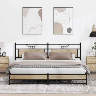 vidaXL Stahlbett mit Sonoma Eichen-Finish - Bettgestell vidaXL Stahlbett mit Sonoma Eichen-Finish - Bettgestell