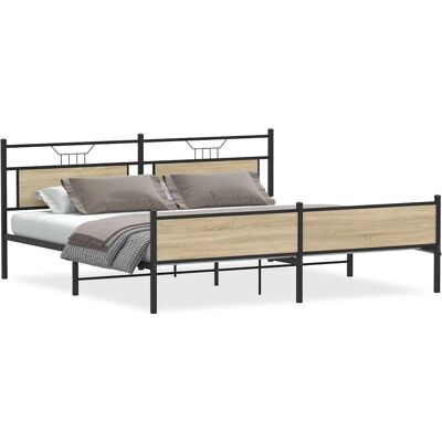 vidaXL Sänkykehys - Sonoma Tammi 200x200cm - Metalli vidaXL Sänkykehys - Sonoma Tammi 200x200cm - Metalli