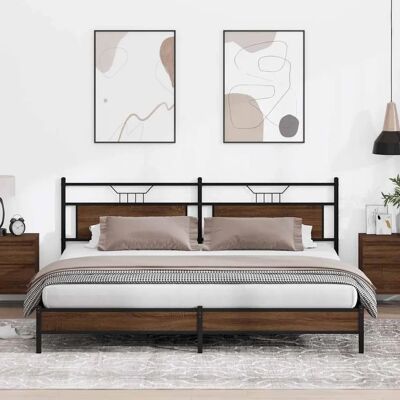 vidaXL Metal Bed Frame Brown 200x200cm - Bed Frame vidaXL Metal Bed Frame Brown 200x200cm - Bed Frame