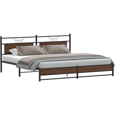 vidaXL Bettgestell mit braunem Stahl 200x200 - Bett vidaXL Bettgestell mit braunem Stahl 200x200 - Bett