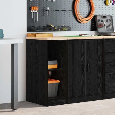 vidaXL Garage Opbevaringsskab - Sort Massivtræ vidaXL Garage Opbevaringsskab - Sort Massivtræ
