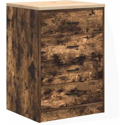 Armoire de rangement pour garage vidaXL - Bois massif, 4 tiroirs, surface de travail Armoire de rangement pour garage vidaXL - Bois massif, 4 tiroirs, surface de travail