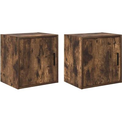 vidaXL Garagevægskabe 2 stk Røget eg Træ Materiale Brun vidaXL Garagevægskabe 2 stk Røget eg Træ Materiale Brun