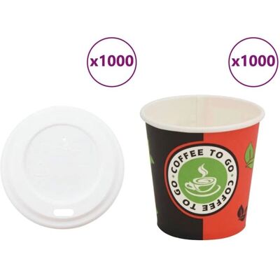 vidaXL Papieren Koffiebekers met Deksel 1000 stuks - Koffiebekers vidaXL Papieren Koffiebekers met Deksel 1000 stuks - Koffiebekers