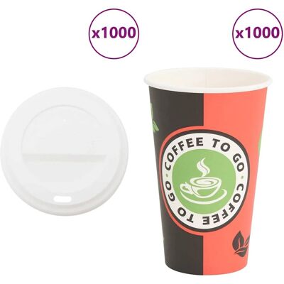 vidaXL Papieren koffiebekers met deksels 1000 stuks 16oz 400ml - Coffee Cups vidaXL Papieren koffiebekers met deksels 1000 stuks 16oz 400ml - Coffee Cups