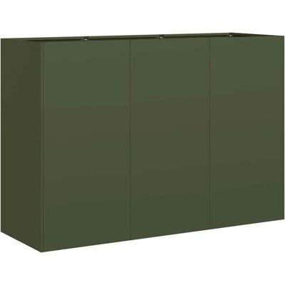 Jardinera de acero verde oliva vidaXL - 120x40x80 cm - Decoración exterior Jardinera de acero verde oliva vidaXL - 120x40x80 cm - Decoración exterior