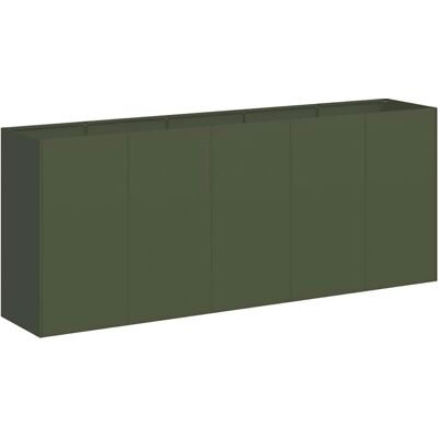 Vidaxl Olive Green Steel Planter - 200x40x80 cm Planter Vidaxl Olive Green Steel Planter - 200x40x80 cm Planter