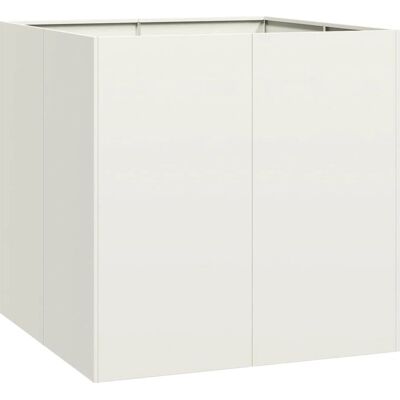 vidaXL Weiß Stahl 80x80x80cm Garten Pflanzkübel - Blumentopf vidaXL Weiß Stahl 80x80x80cm Garten Pflanzkübel - Blumentopf