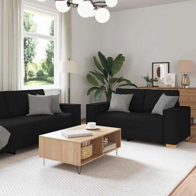 vidaXL 3-delige Zitgroep - Modern, Zwart, Ademend Stof vidaXL 3-delige Zitgroep - Modern, Zwart, Ademend Stof
