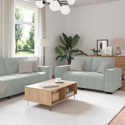 vidaXL - Set3 - Velours Gris Clair - Fauteuil - Publicité vidaXL - Set3 - Velours Gris Clair - Fauteuil - Publicité